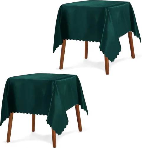 Miniatura 21 de P Pothuiny Paquete de 2 manteles cuadrados de satén beige de 54 x 54 pulgadas, manteles de satén superpuestos para decoración de mesa de tela suave