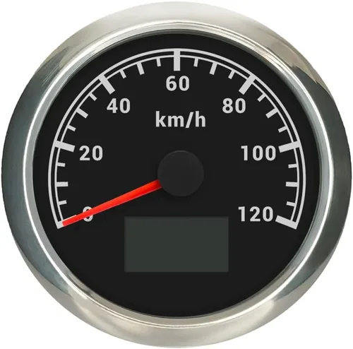 Miniatura 20 de ELING Velocímetro GPS de 3 3/8 pulgadas (3.346 in) 0-200 MPH con kilometraje total Tripmeter Curso sobre el suelo 12V 24V con 8 colores Negro+Negro