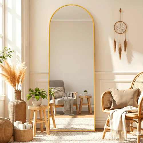 Miniatura 9 de Alpen Espejo arqueado de longitud completa, espejo de suelo con soporte, espejos de 59 x 16 pulgadas para decoración del hogar, espejos de cuerpo