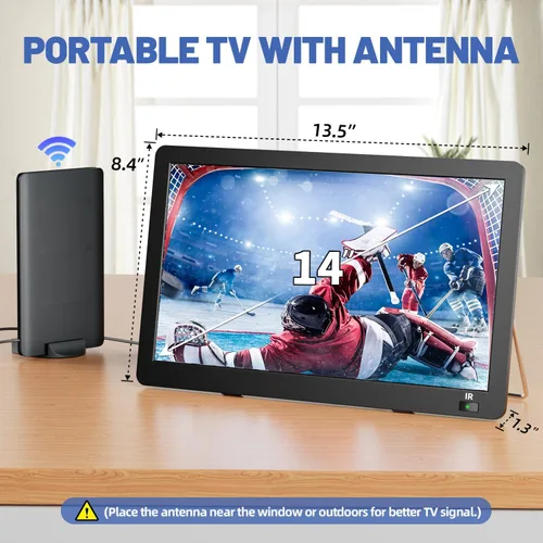 Miniatura 3 de Televisor portátil de 14 pulgadas con antena mejorada sintonizador ATSC, monitor LCD 1080P, HDMI/USB/AV, pequeño televisor portátil para campamento