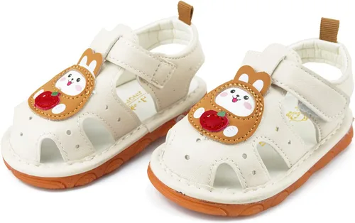 Miniatura 5 de SOFMUO Sandalias chirriantes antideslizantes con suela de goma suave y puntera cerrada, zapatos de verano al aire libre para niños pequeños