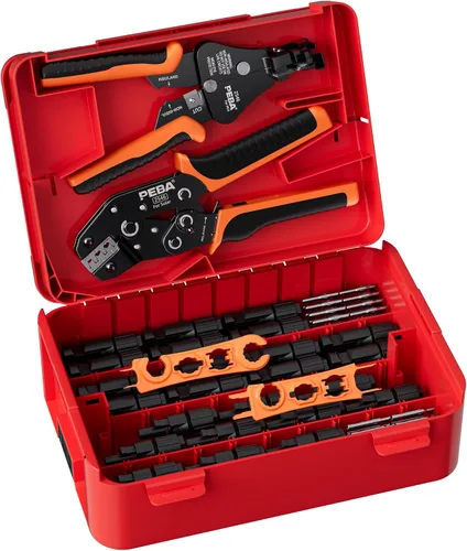 Miniatura 15 de PEBA Kit de herramientas de prensado, crimpadora solar para cable de panel solar AWG 16-10, con 6 pares de conectores solares IP68 y 1 par de llave