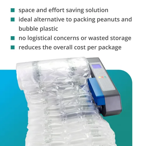 Miniatura 6 de IDL Packaging EcoWave-8.3 Almohadas de aire para embalaje, 15 pulgadas de ancho y 1300 pies de largo con película neutra de CO2 (1 rollo), bolsas