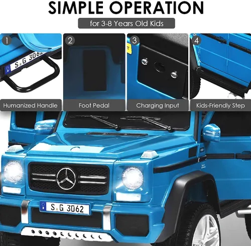 Miniatura 8 de OLAKIDS - Vehículo eléctrico Mercedes-Benz Maybach G650S de 12 V para niños con control remoto de suspensión de ruedas de 3 velocidades, juguete