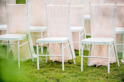 Miniatura 2 de FLYPARTY Falda de tul hecha a mano para silla tutú con lazo para fiesta, boda, baby shower, decoración del hogar (caqui, juego de 2)