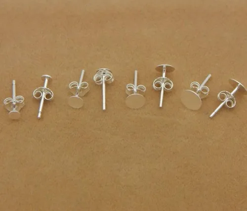 Miniatura 3 de Adabele - 40 pendientes de plata de ley auténtica, 0.028 in, pin de 0.118 in (0.12 pulgadas), pegamento pequeño en almohadilla plana, 40 piezas