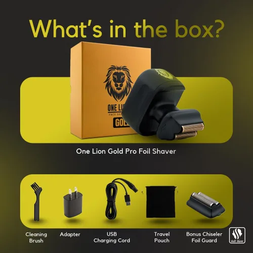 Miniatura 4 de Skull Shaver One Lion Gold PRO - Afeitadora facial para hombre, aseo de precisión, lámina doble escalonada, agarre ergonómico, pantalla LCD