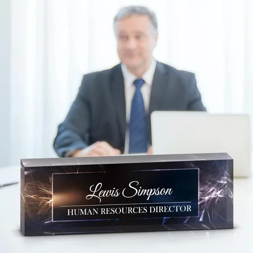Miniatura 30 de Placa de Nombre para Escritorio, Placa de Nombre con Patrón de Doble Cara para Escritorio, Decoración de Escritorio de Oficina Personalizada