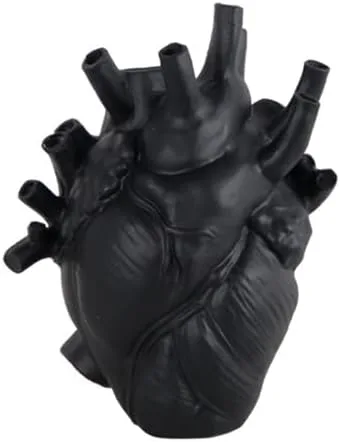 CURTEK Jarrón decorativo de resina con forma de corazón, 6.3 x 4.3 pulgadas, estatua en forma de corazón humano para decoración del hogar, adornos