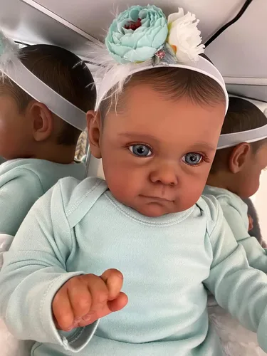 Miniatura 3 de TERABITHIA Muñecas de bebé recién nacidas realistas de 24 pulgadas con aspecto de bebé recién nacido afroamericano de pelo recién nacido, hechas