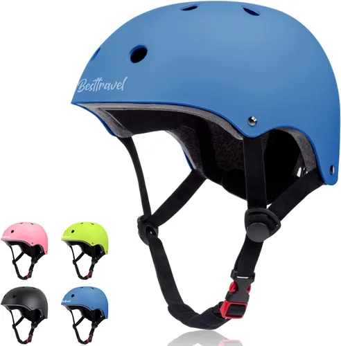 Besttravel Casco para niños, casco ajustable para niños pequeños de 3 a 8 años de edad, para niños y niñas, seguridad multideportivo Azul