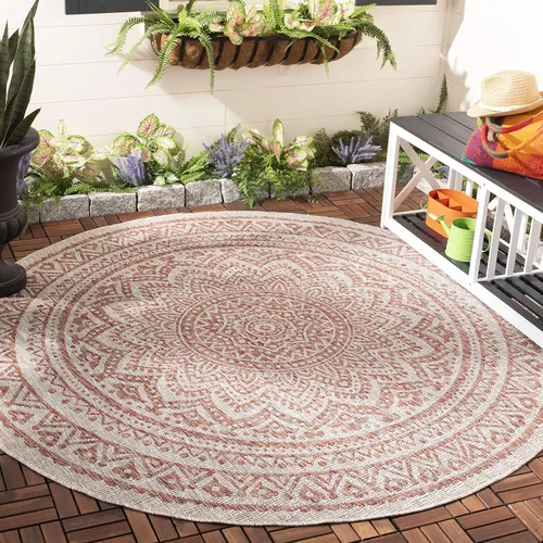 Miniatura 66 de SAFAVIEH Alfombra lavable para exteriores, colección Courtyard - Pasillo de 2.3 x 8 pies, color beige claro y marrón claro, no desprende pelusa