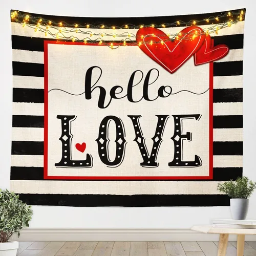 Miniatura 4 de Tapiz femenino de flores de rosas rojas, tapiz de pared para el día de San Valentín, decoración de habitación de niñas y mujeres, diseño de retazos