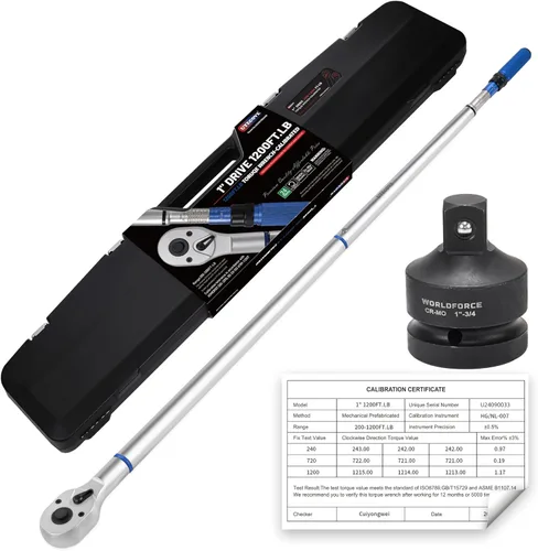 Miniatura 11 de Llave dinamométrica de clic de 3/4 pulgadas, llave dinamométrica profesional de clic de doble dirección 100-600FT.LB/135-815N.M, escalas de doble