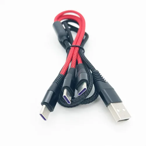 Miniatura 4 de Cable USB C, 1 divisor a enchufe de 3 vías, cable de carga rápida para teléfono inteligente Android Samsung Galaxy tipo C, tableta Fire Kindle