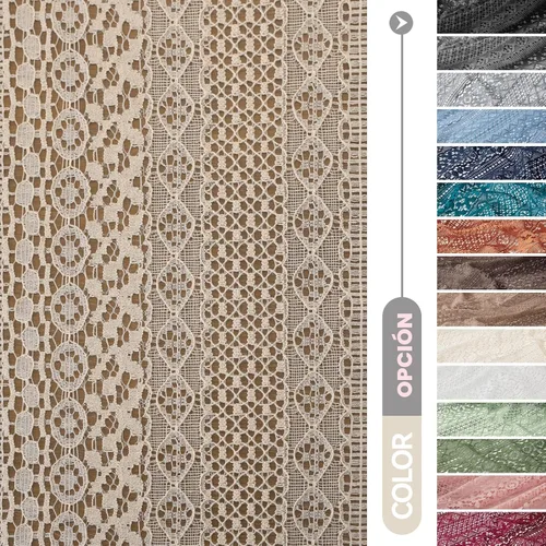 Miniatura 11 de WAZZIO Cortinas de Encaje, Cortina Boho de Crochet para Dormitorio, Cortinas de Café de Algodón, 45 Pulgadas de Largo, 2 Paneles con Bolsillo