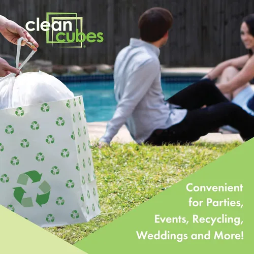 Miniatura 2 de Clean Cubes Botes de basura desechables de 13 galones (paquete de 3) con bolsas bajas, contenedores plegables de basura y reciclaje para fiestas