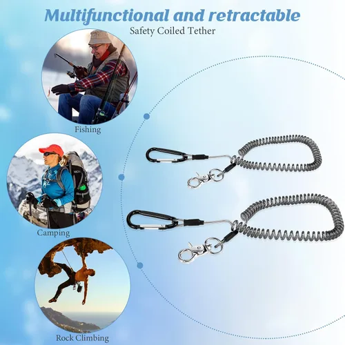 Miniatura 4 de Woanger Paquete de 6 Cordones de Pesca de Alambre de Acero Enrollado Cordones para Herramientas Cordones para Herramientas de Mano Kayak Correa