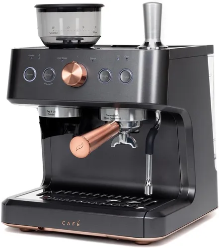 Miniatura 3 de Café Bellissimo - Máquina de café expreso semiautomática con molinillo y espumador de leche, detalles de cobre, control de aplicación WiFi, tanque