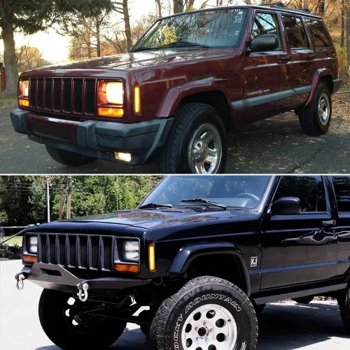 Miniatura 7 de Kit de lentes transparentes LED ámbar compatible con Jeep Cherokee 1997 1998 1999 2000 2001 Luz marcador de estacionamiento lateral de parachoques