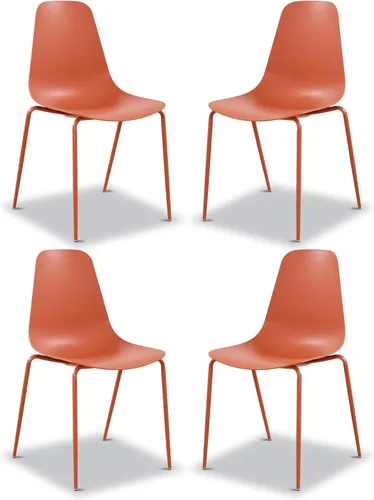 Miniatura 14 de Poly & BARK Isla - Juego de 4 sillas de cocina modernas, sillas de comedor de plástico con patas de metal, montaje rápido, sillas simples de café