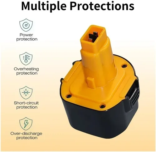 Miniatura 5 de 9.6V Ni-MH Battery Compatible with DeWalt DW9061 DW9062 Replacement for DE9061 DE9036 DE9062 Cordless Drill Impact Driver & Saw Extended 2.0Ah