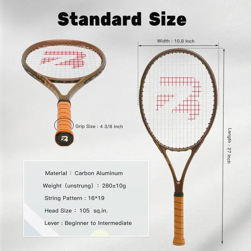 Miniatura 7 de BatZoom Tennis Racket for Beginners & Adults - Lightweight Graphite Racquet with Comfortable Grip Shock Reduction Technology Includes Carrying