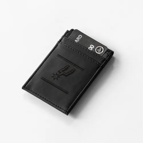 Miniatura 2 de Rico Industries NBA San Antonio Spurs Premium - Cartera de piel vegana negra con grabado láser, diseño compacto y delgado pero resistente, perfecto