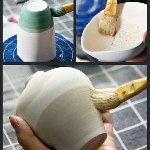 Miniatura 3 de Juego de 12 pinceles de lana de arte de cerámica para esmalte de cerámica/pintura para colorear acuarela, pintura artesanal, manualidades, pluma