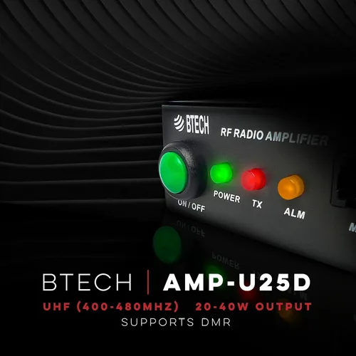 Miniatura 2 de BTECH AMP-U25D Amplificador Aumento de potencia de 20-40W para UHF (400-480MHz) Compatible con radios portátiles Amplifica modos analógicos