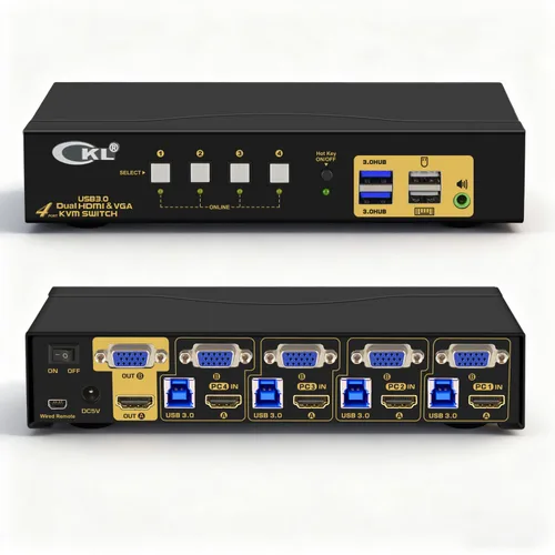 Miniatura 10 de CKL Conmutador KVM Dual Monitor HDMI 4K @60Hz (2 Monitores 2 Computadoras 922HUA-3) para el hogar y la oficina a consola, computadoras portátiles