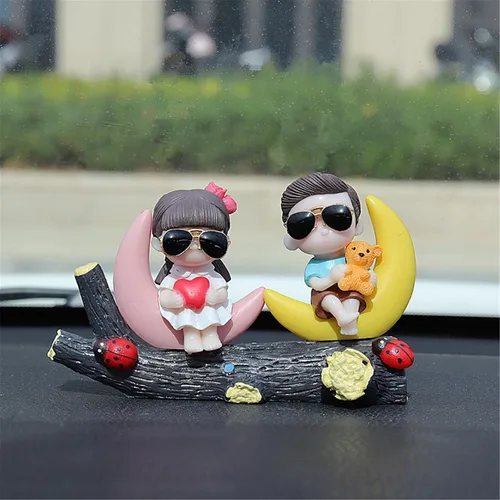Miniatura 16 de Aphro Lindos adornos para parejas, decoración de automóvil, lindos dibujos animados para parejas, decoración de tablero de instrumentos de automóvil