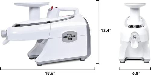 Miniatura 9 de Tribest Greenstar GS-P501-B Pro Jumbo - Exprimidor de masticación lenta, exprimidor de prensa fría de doble engranaje y extractor de jugo