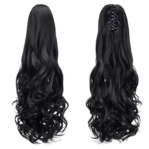 Miniatura 15 de Extensiones de cola de caballo de cabello rubio, extensiones de cola de caballo para mujer, pinza de extensiones de cabello rizado de 12 pulgadas