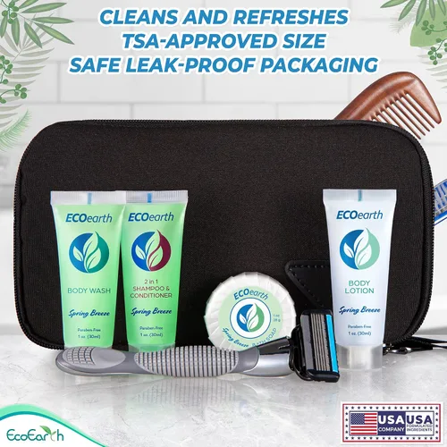 Miniatura 5 de EcoEarth Champú acondicionador de tamaño de viaje 2 en 1 (1 onza líquida, 100 unidades, brisa de primavera) deleita a tus invitados con champú