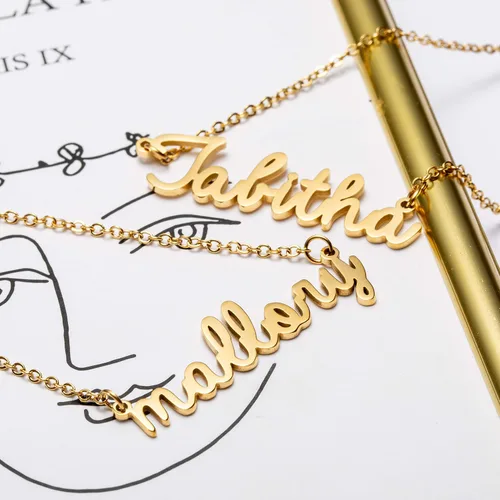Miniatura 5 de Awegift - Collar personalizable para mujer con dije de nombre, chapado en oro de 18 quilates, ideal para dama de honor o mamá