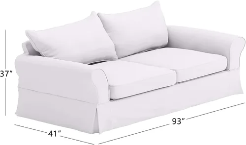 Miniatura 3 de La funda de sofá de algodón solo se adapta al sofá Pottery Barn PB Comfort Grand Roll Arm (borde de cuchillo beige)