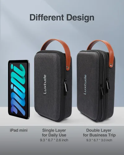 Miniatura 4 de Luxtude Estuche organizador de artículos electrónicos, bolsa de tecnología portátil para trabajar/viajar, resistente carcasa rígida con cremallera