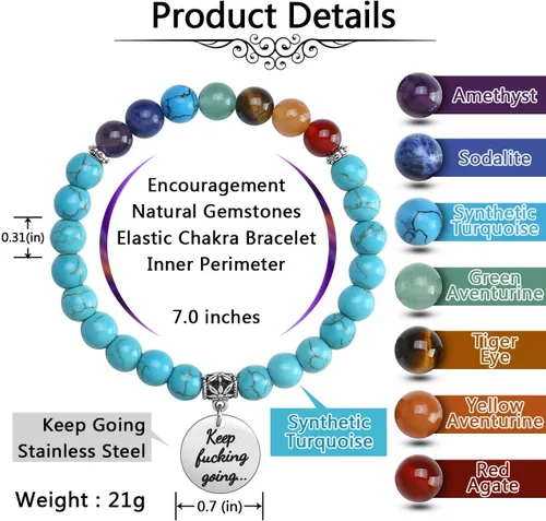 Miniatura 12 de Top Plaza Pulsera de cuentas de 7 chakras para yoga, reiki, cristales curativos, pulsera de cuentas de piedras preciosas de amistad, pulsera