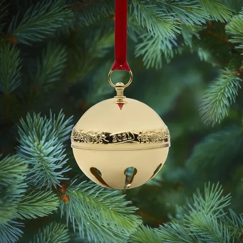 Miniatura 3 de Wallace 32ª edición 2021 Adorno de campana de trineo chapada en oro, oro, Navidad