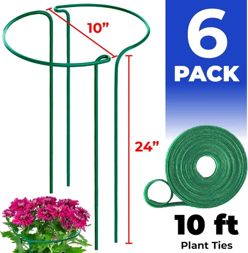 Miniatura 2 de K-Brands Estacas altas de soporte para plantas – Jaulas de peonía semicirculares de 10 pulgadas de ancho x 24 pulgadas de alto y soportes