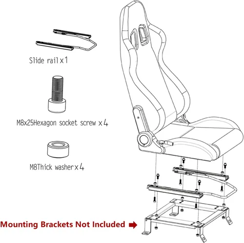 Miniatura 6 de IKON MOTORSPORTS, Asiento universal de carreras PU + cuero de carbono + gamuza, con deslizadores dobles, asiento deportivo reclinable negro