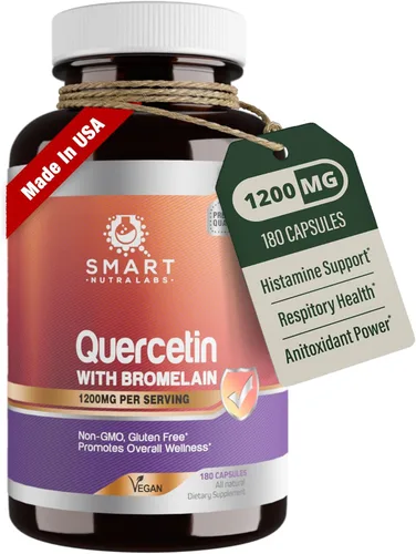 Miniatura 7 de Smart Nutra Labs Quercetina 1000 mg- 180 cápsulas veganas, suplemento de quercetina 100% puro, sin OMG, sin gluten, probado por terceros