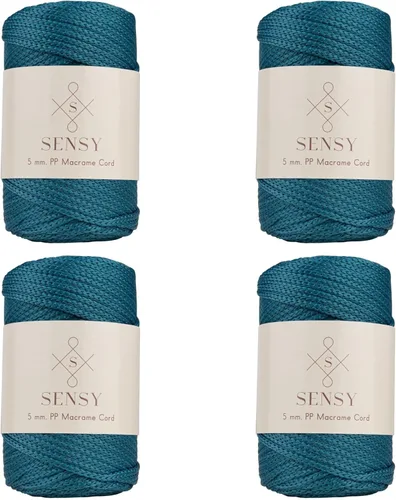 Miniatura 123 de Sensy - Cuerda de poliéster prémium de 0.197 in, 104 yardas, 100% polipropileno, cordón de macramé de 0.197 in, cuerda de ganchillo para bolsa