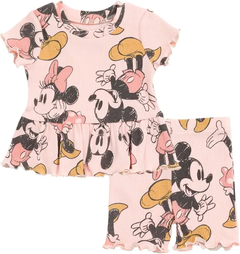 Miniatura 12 de Disney Conjunto de camiseta acanalada y pantalones cortos de ciclismo para recién nacidos a niños grandes (0-3 meses - 14-16)