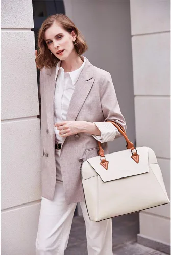 Miniatura 2 de BOSTANTEN Maletín de cuero para mujer de 15.6 pulgadas, bolso de hombro para laptop, oficina, trabajo, bolso cruzado