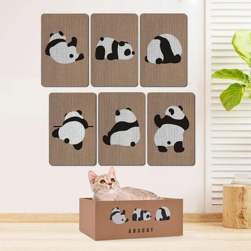 Miniatura 9 de AUSCAT Rascador de cartón para gatos, 4 tablas de rascar reversibles para gatos con caja para que el gatito de interior descanse y juegue, 14.8