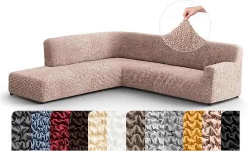 Miniatura 46 de PAULATO BY GA.I.CO. Funda de sofá modular, funda para sofá chaise longue en forma de L, fundas lavables para sofá esquinero, funda elástica de Gris
