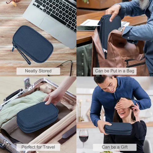 Miniatura 7 de FYY Organizador electrónico, organizador de cables de viaje, bolsa de transporte para accesorios electrónicos, portátil, impermeable, doble capa