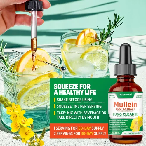 Miniatura 7 de Gotas de gordolobo para limpieza de pulmones – Paquete de 2 tintura de apoyo pulmonar con extracto de hoja de gordolobo, suplemento de alivio